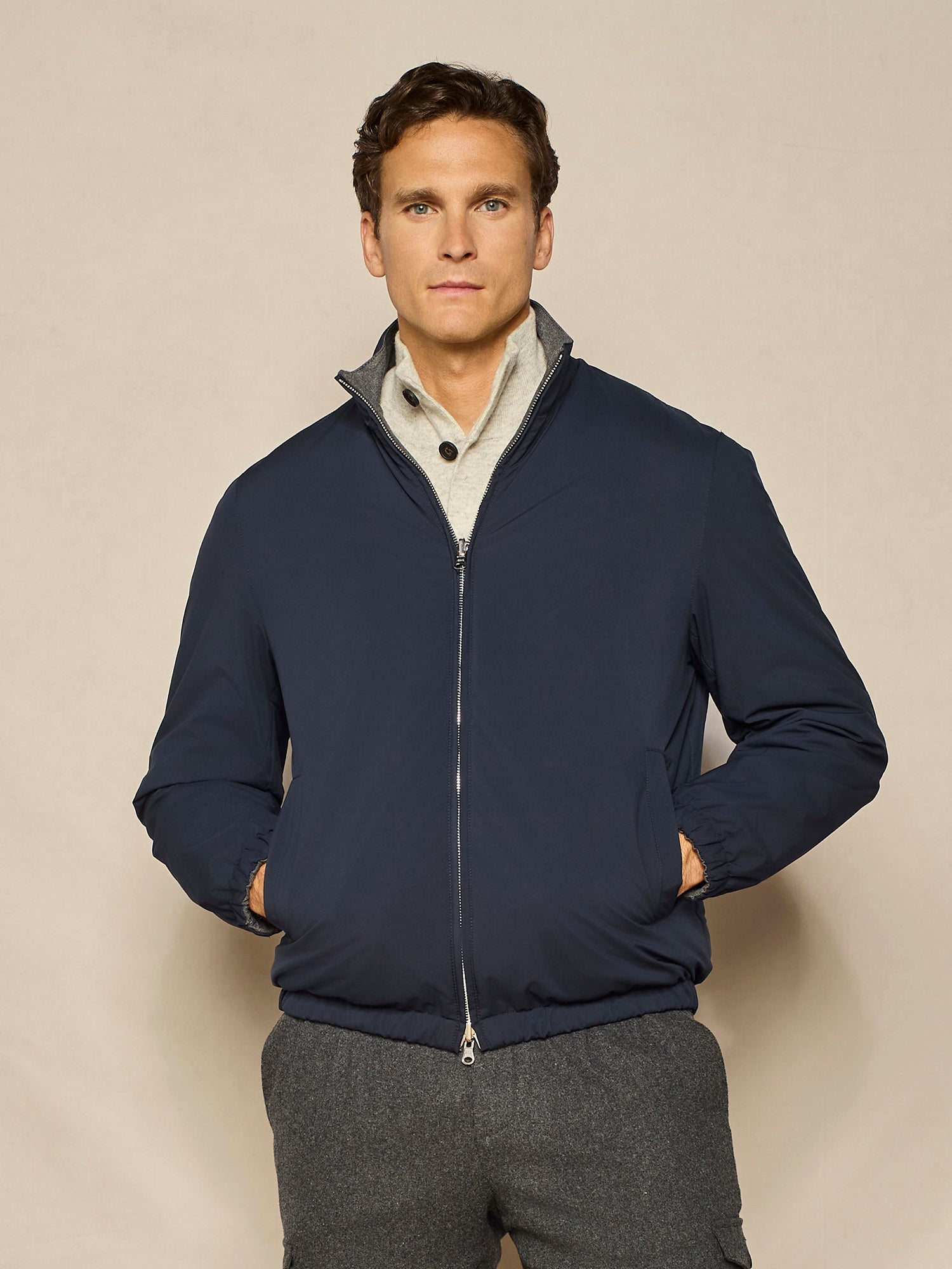 GIUBBINO LEGGERO REVERSIBILE IN NYLON BLU