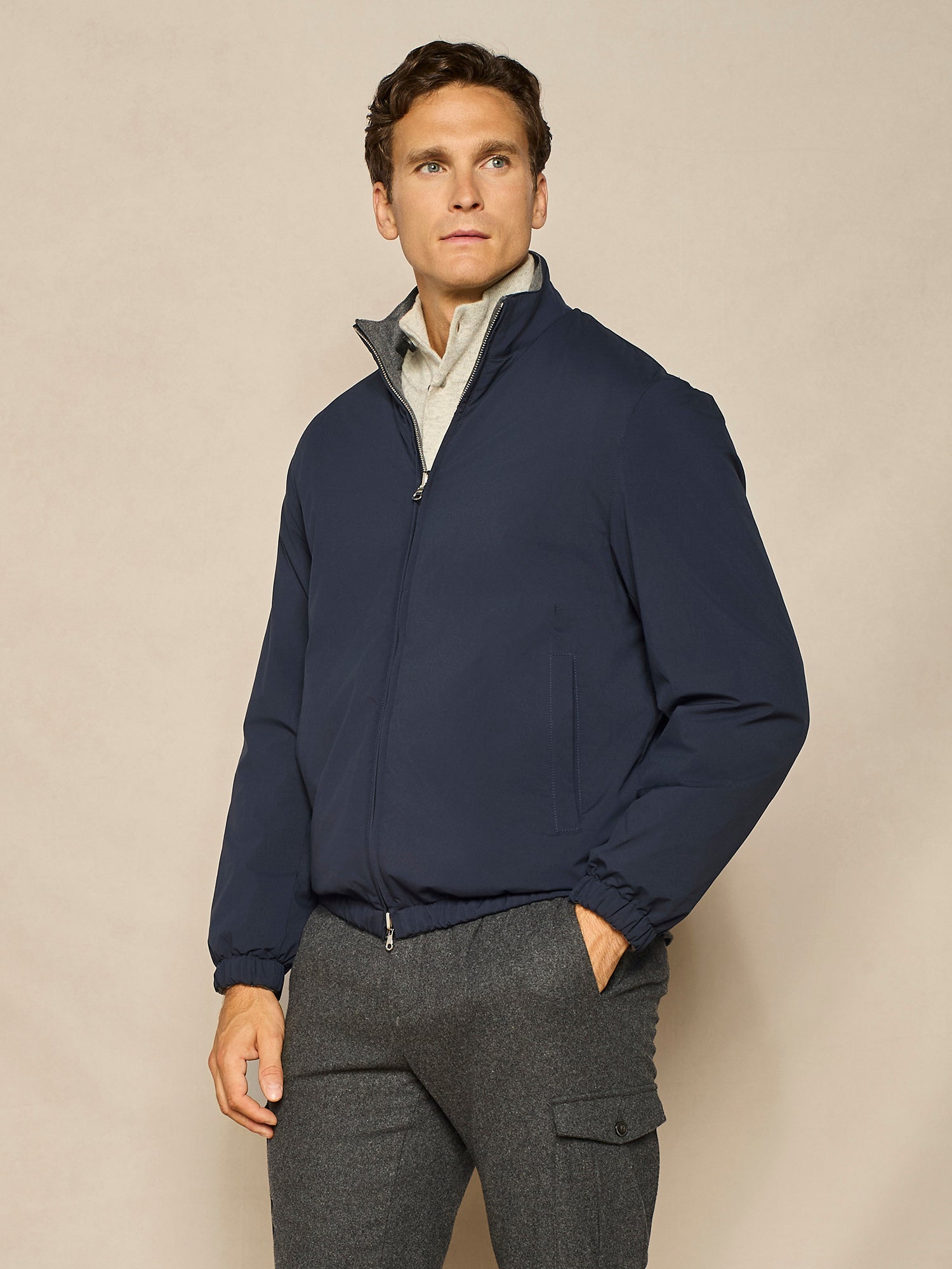 GIUBBINO LEGGERO REVERSIBILE IN NYLON BLU