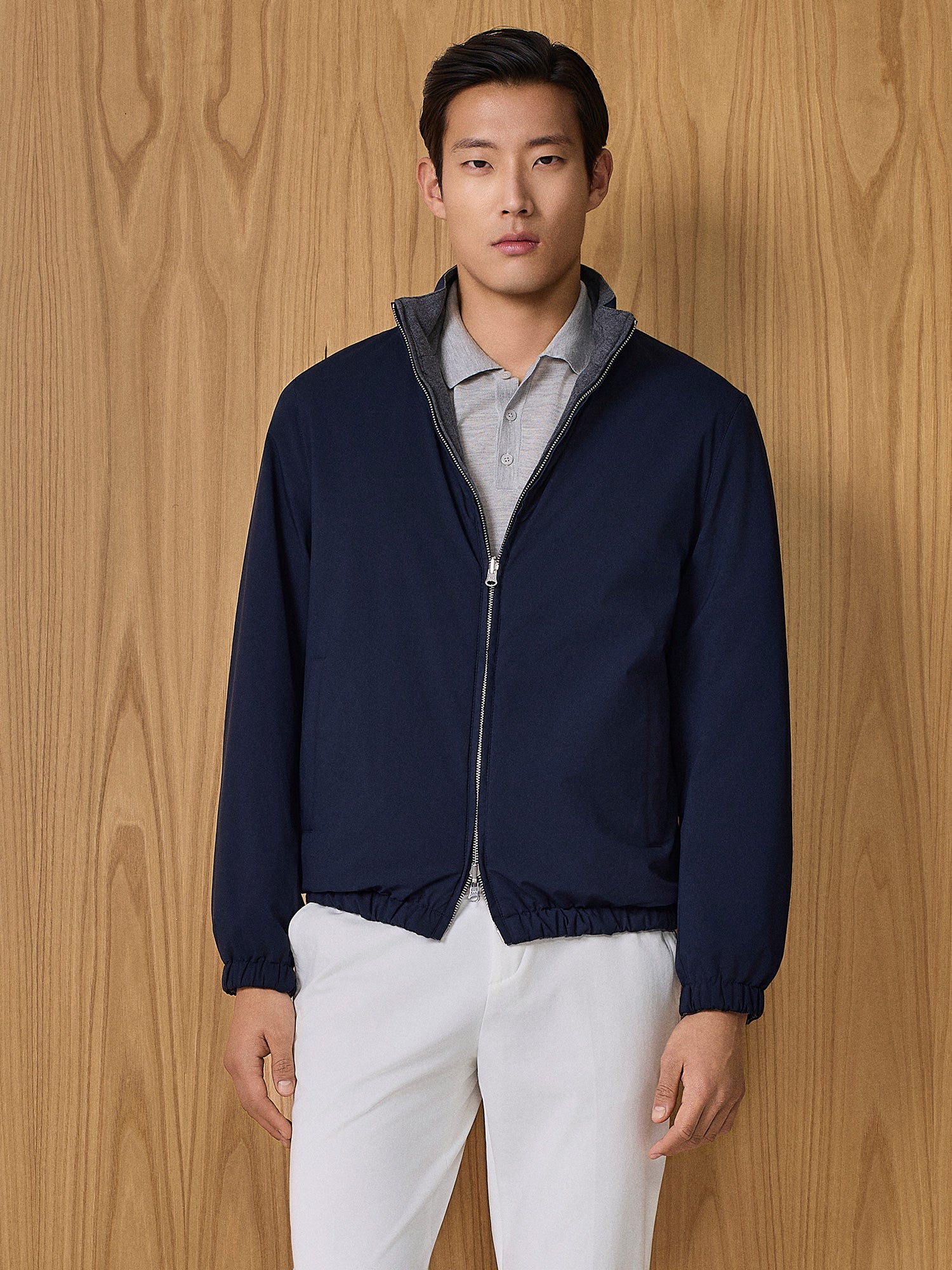 Blue reversible light weight nylon overjacket