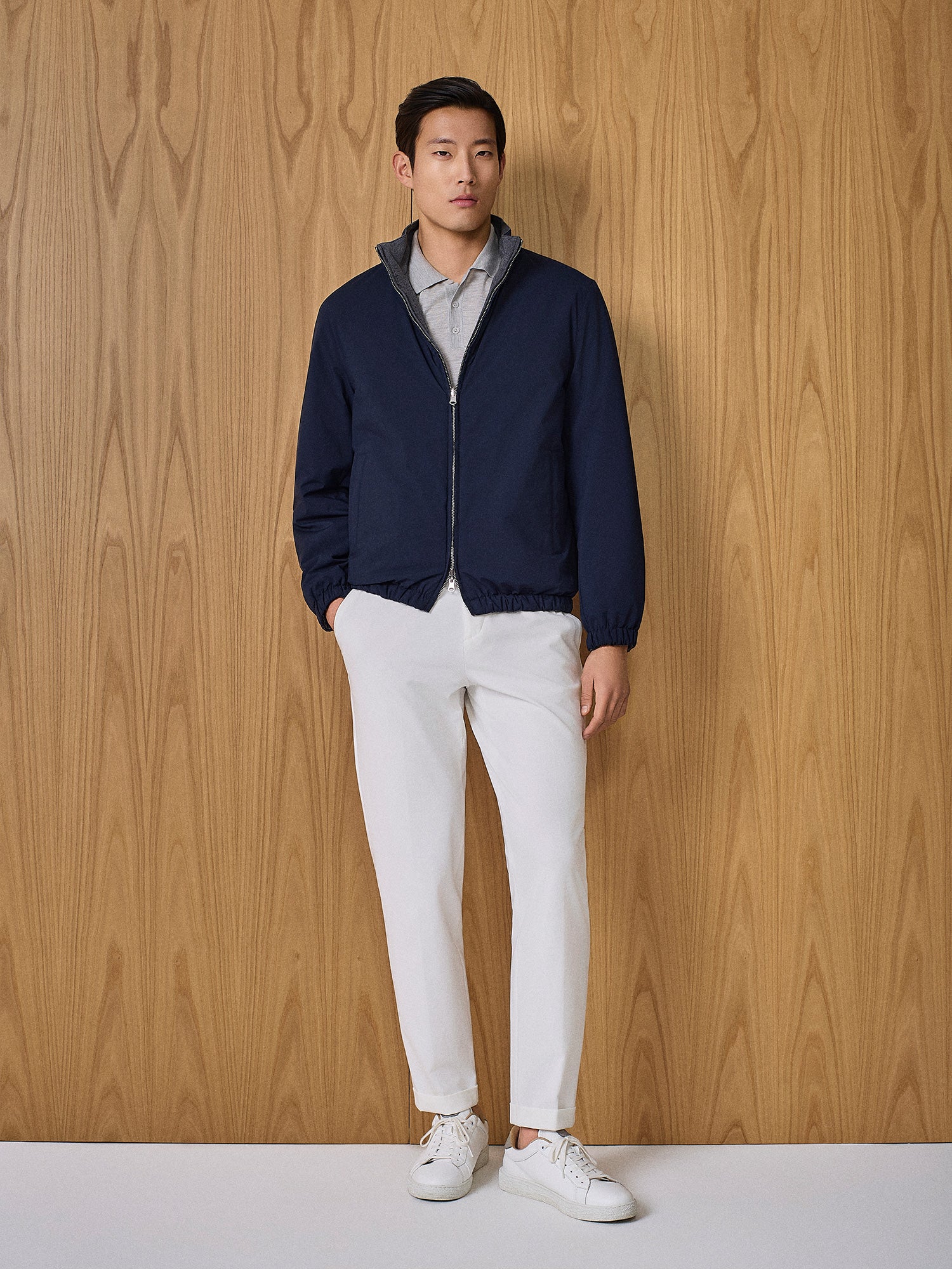 Blue reversible light weight nylon overjacket