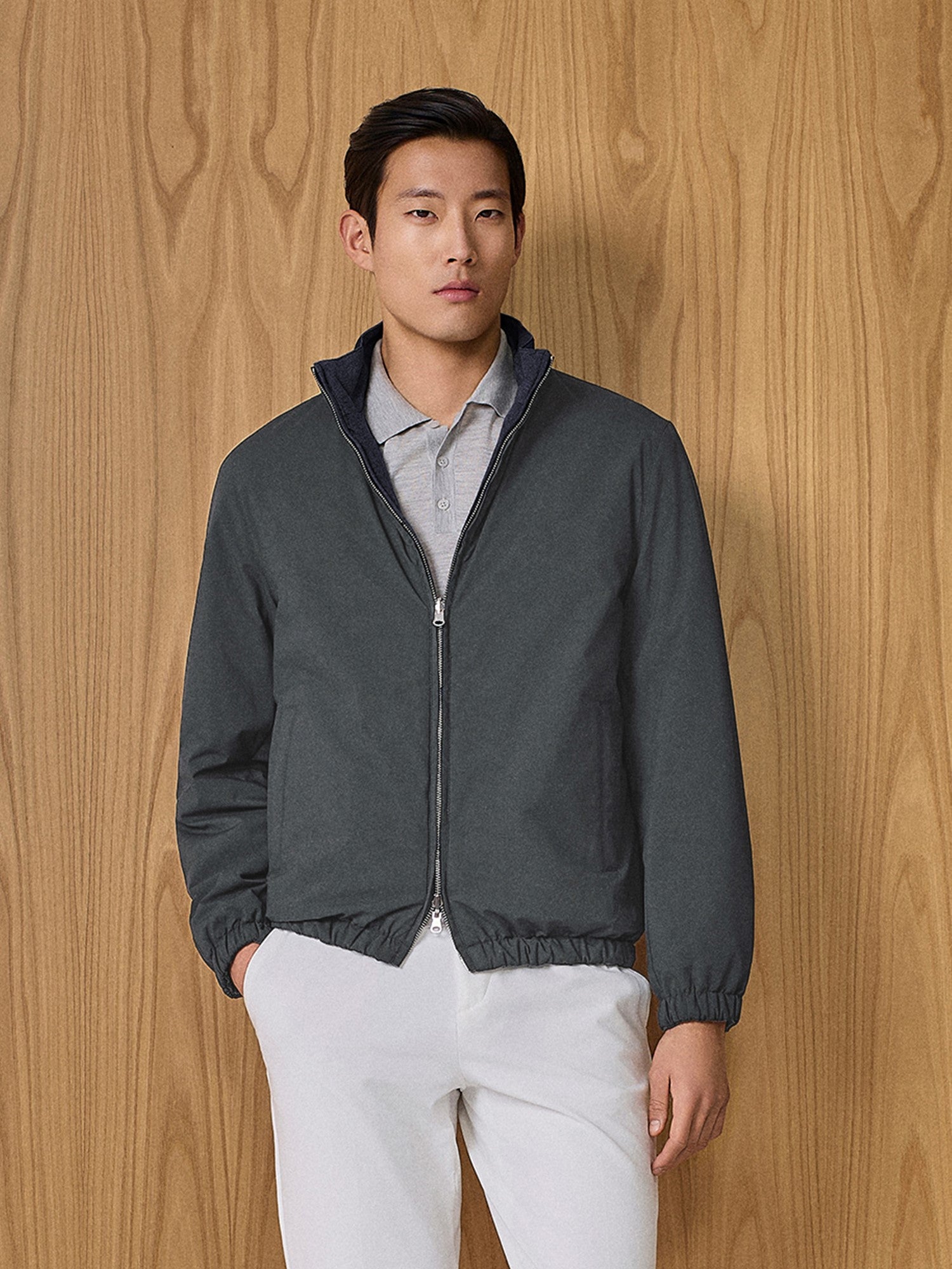 Blue reversible light weight nylon overjacket