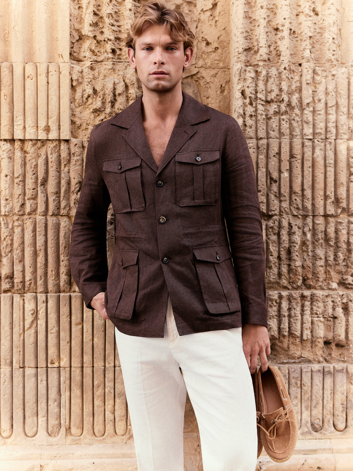 Brown safari linen jacket