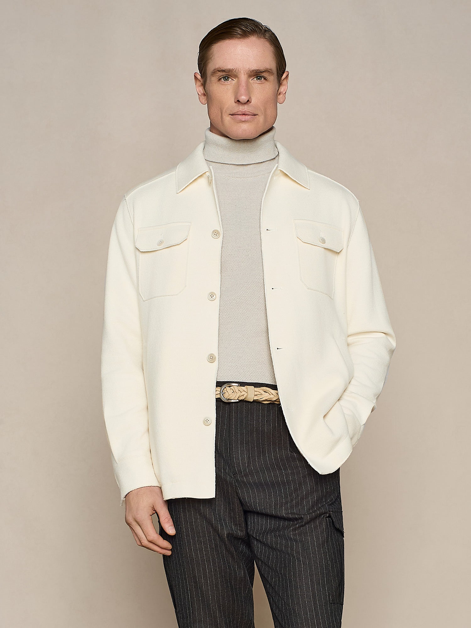 OVERSHIRT IN JERSEY BOUCLE' BURRO