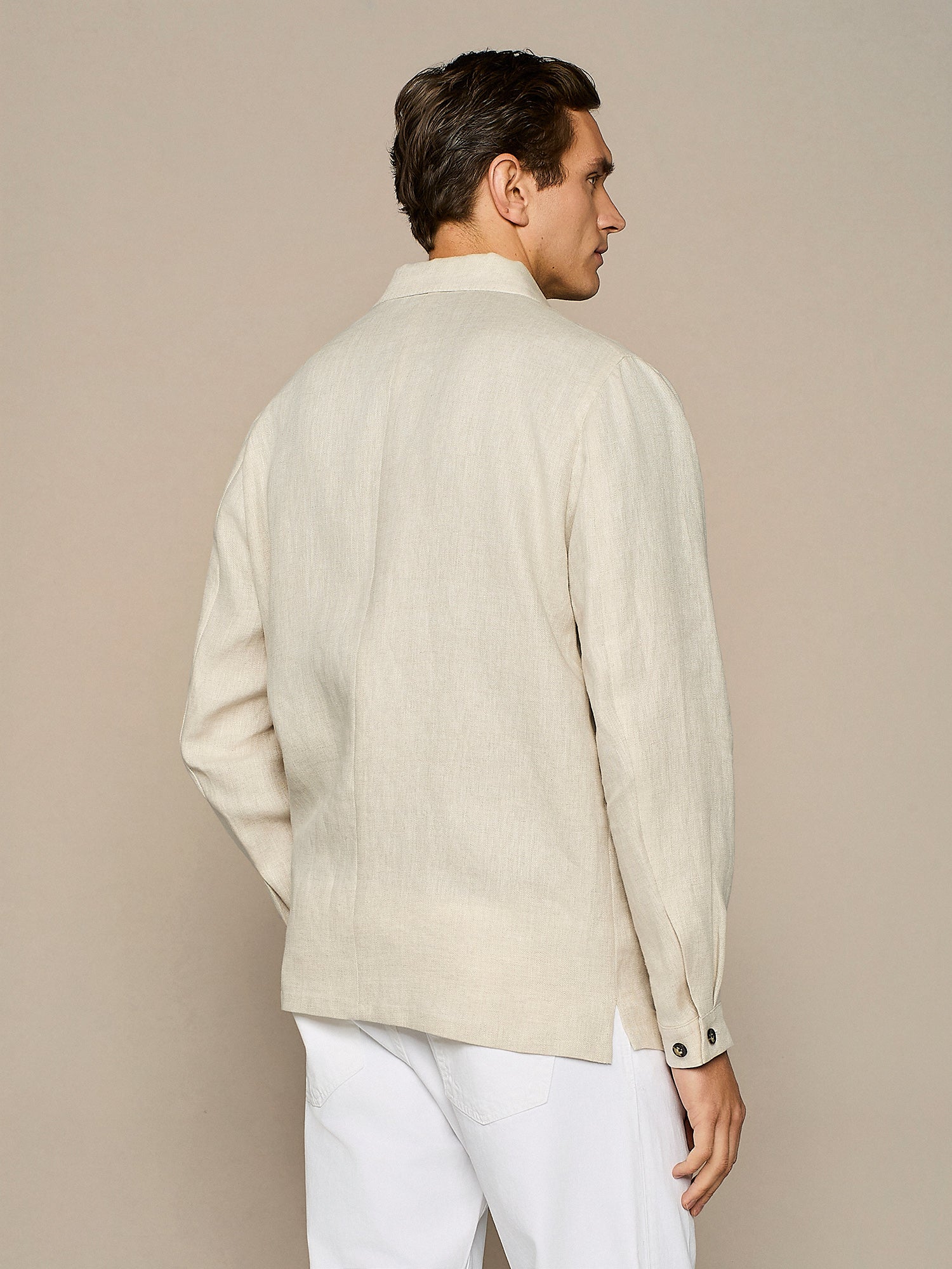 Giacca worker in lino beige