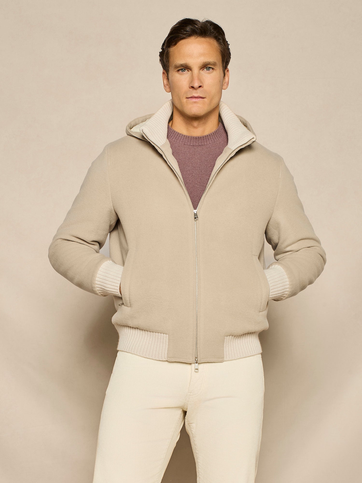 BOMBER IMBOTTITO IN VELOUR BURRO