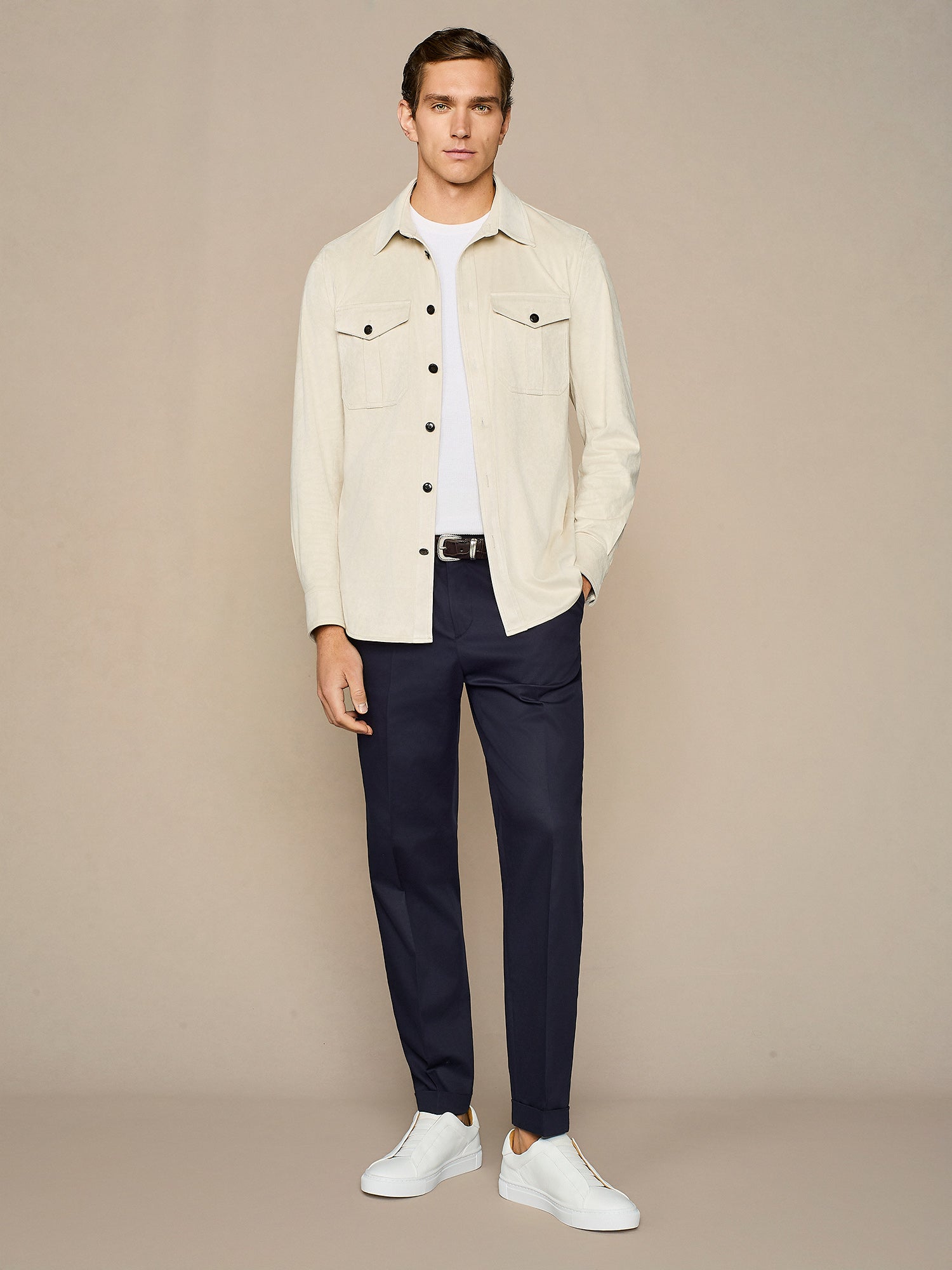 BEIGE ECO SUEDE OVERSHIRT