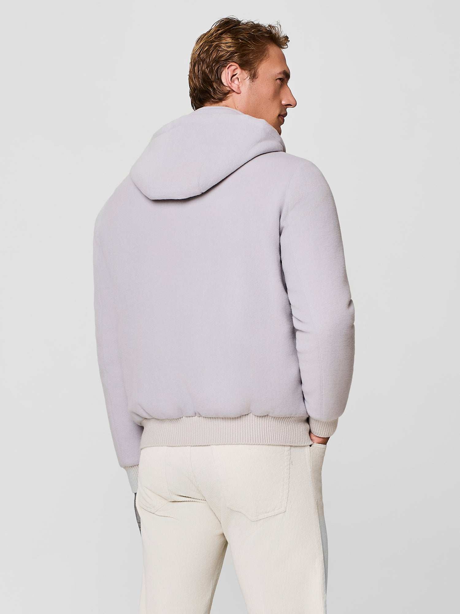 Stone velour padded bomber