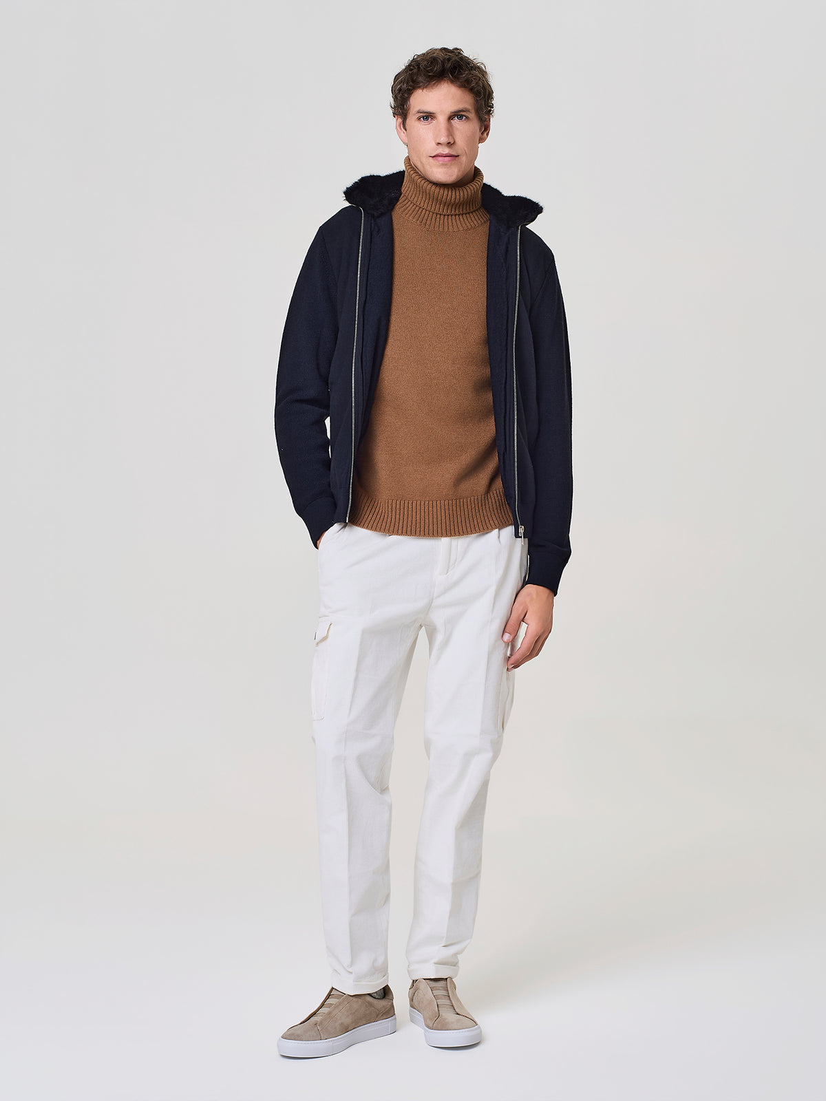 Bomber in lana e maglia blu
