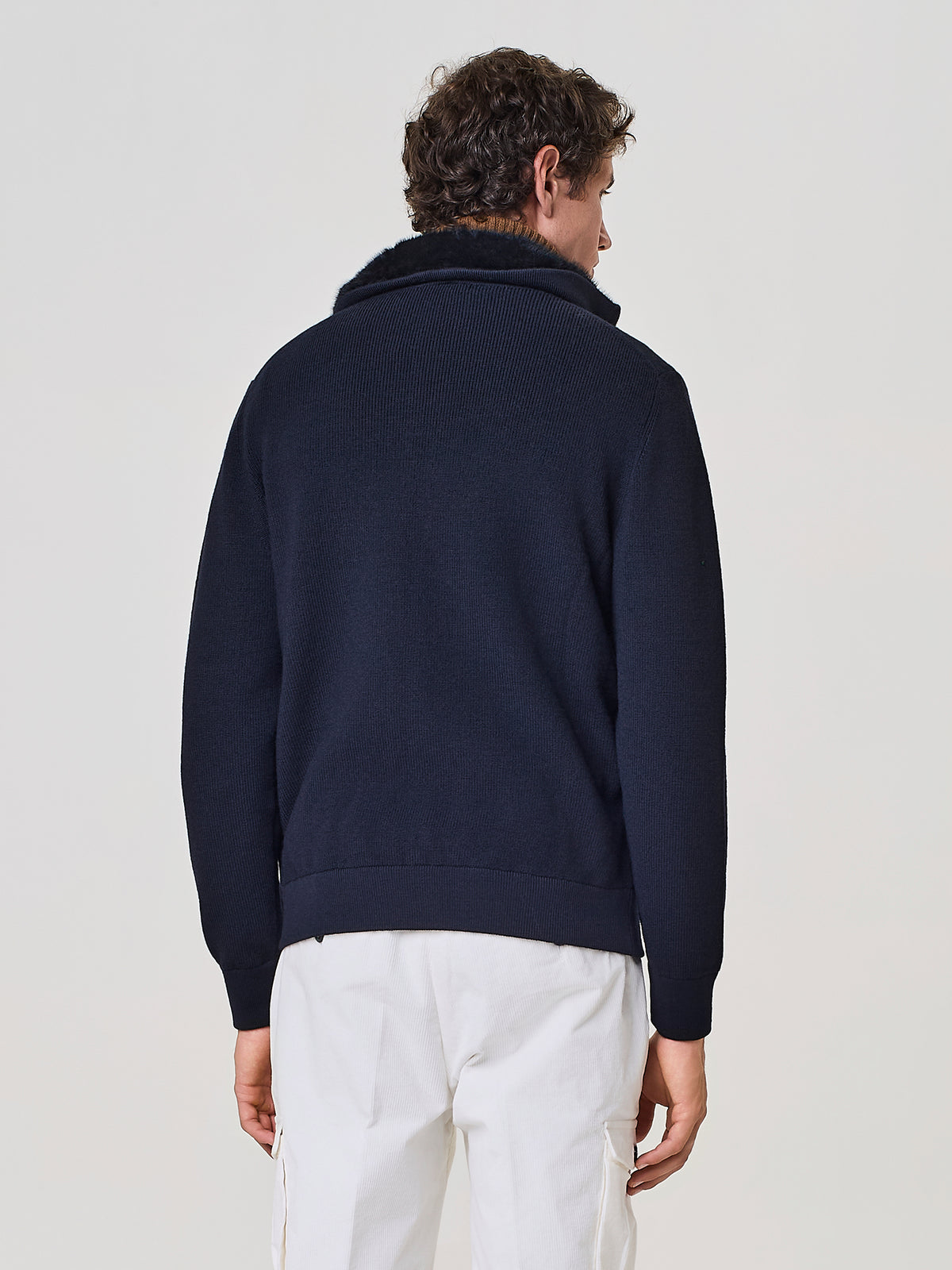 Bomber in lana e maglia blu