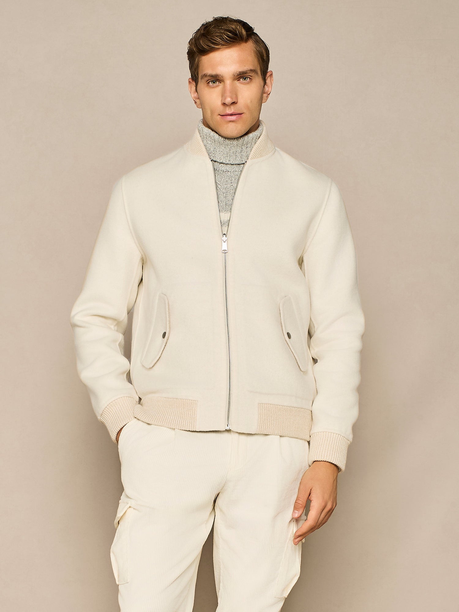 COLLEGE BOMBER NO STITCHING REVERSIBILE BIANCO
