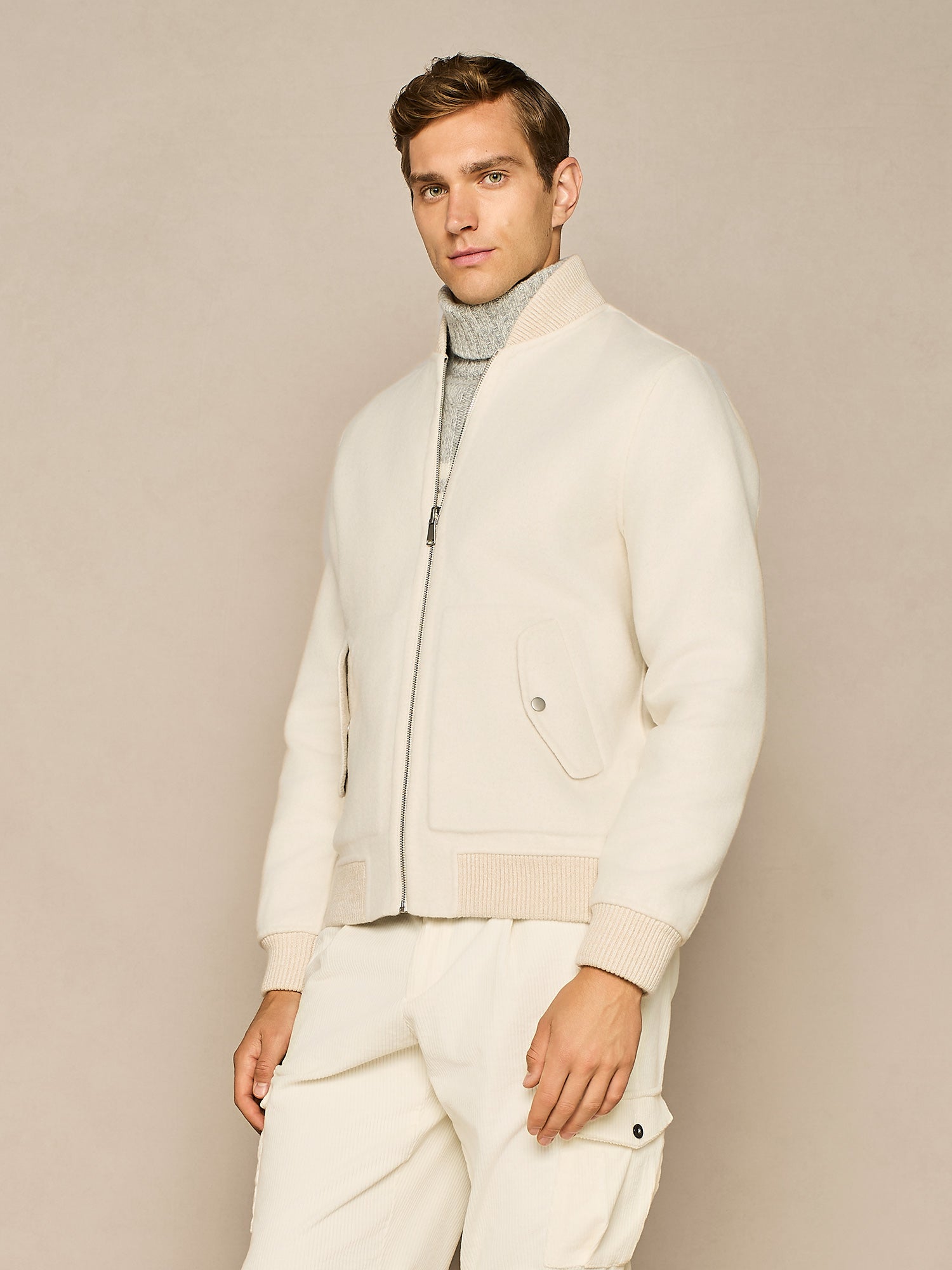 COLLEGE BOMBER NO STITCHING REVERSIBILE BIANCO