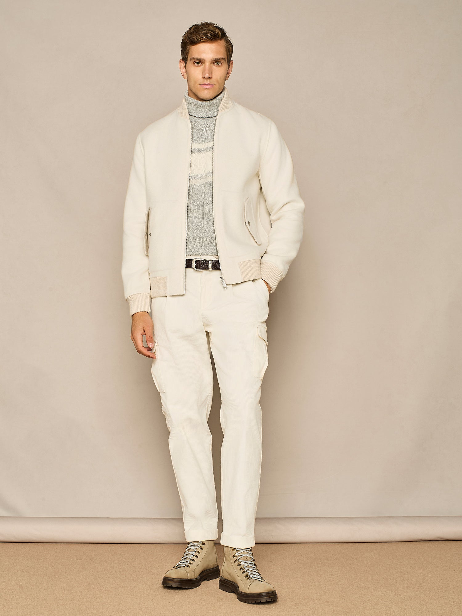 COLLEGE BOMBER NO STITCHING REVERSIBILE BIANCO