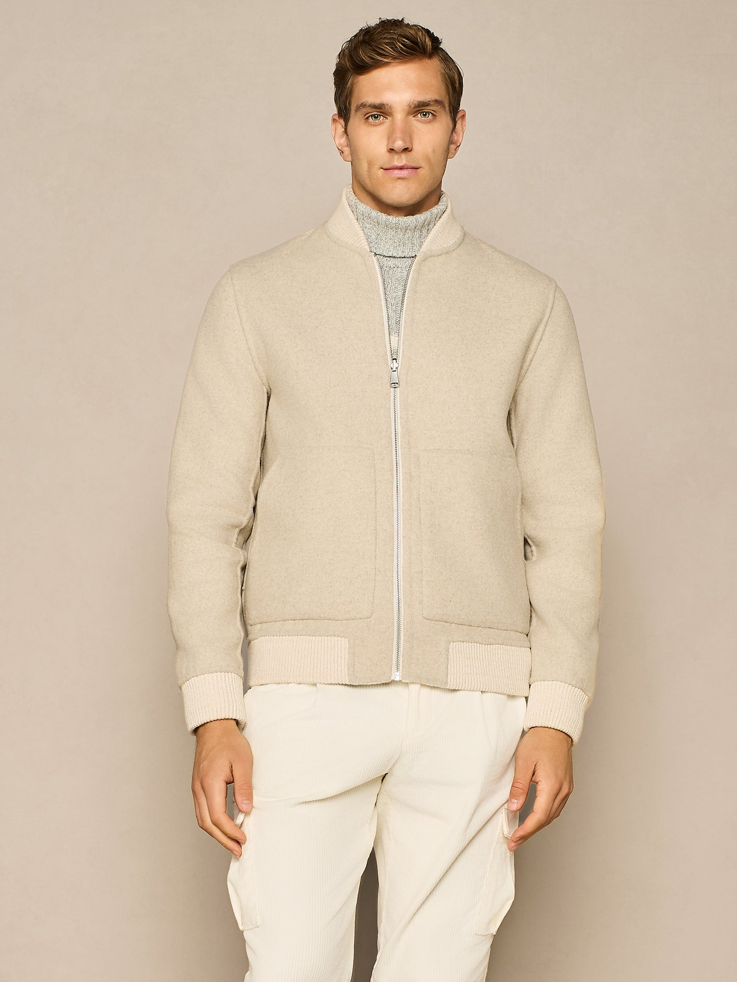 COLLEGE BOMBER NO STITCHING REVERSIBILE BIANCO