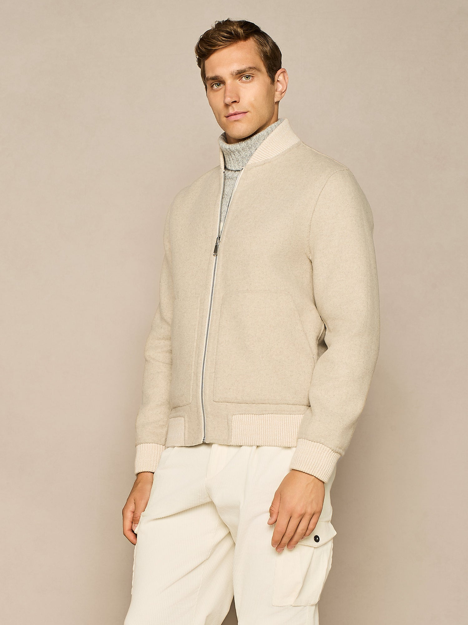 COLLEGE BOMBER NO STITCHING REVERSIBILE BIANCO