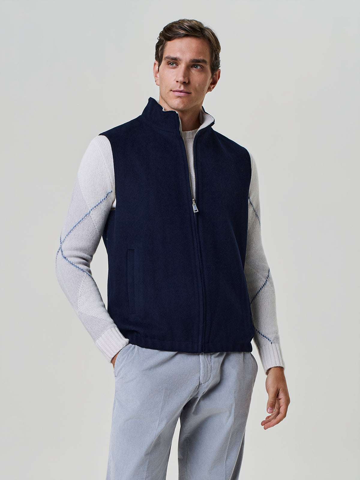 Blue velour reversible vest