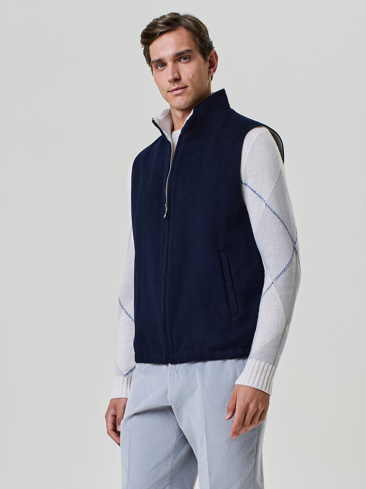 Blue velour reversible vest