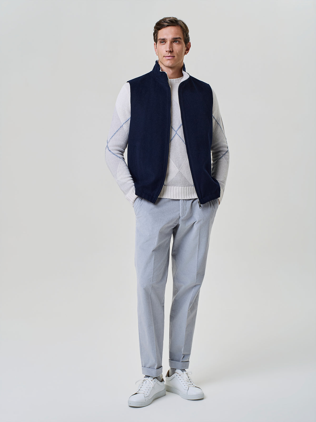 Blue velour reversible vest
