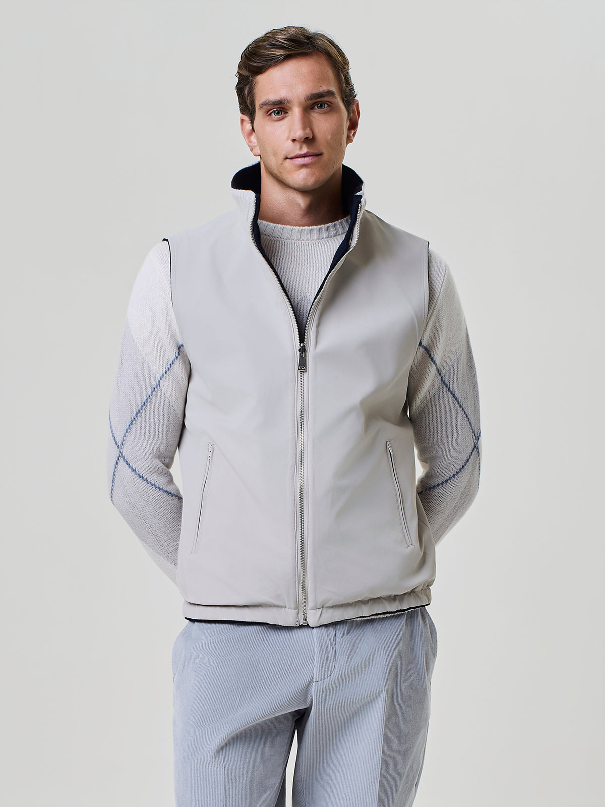 Blue velour reversible vest