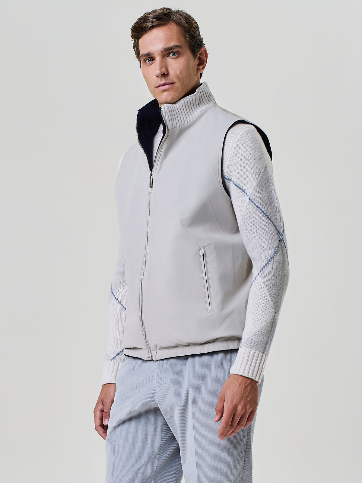 Blue velour reversible vest