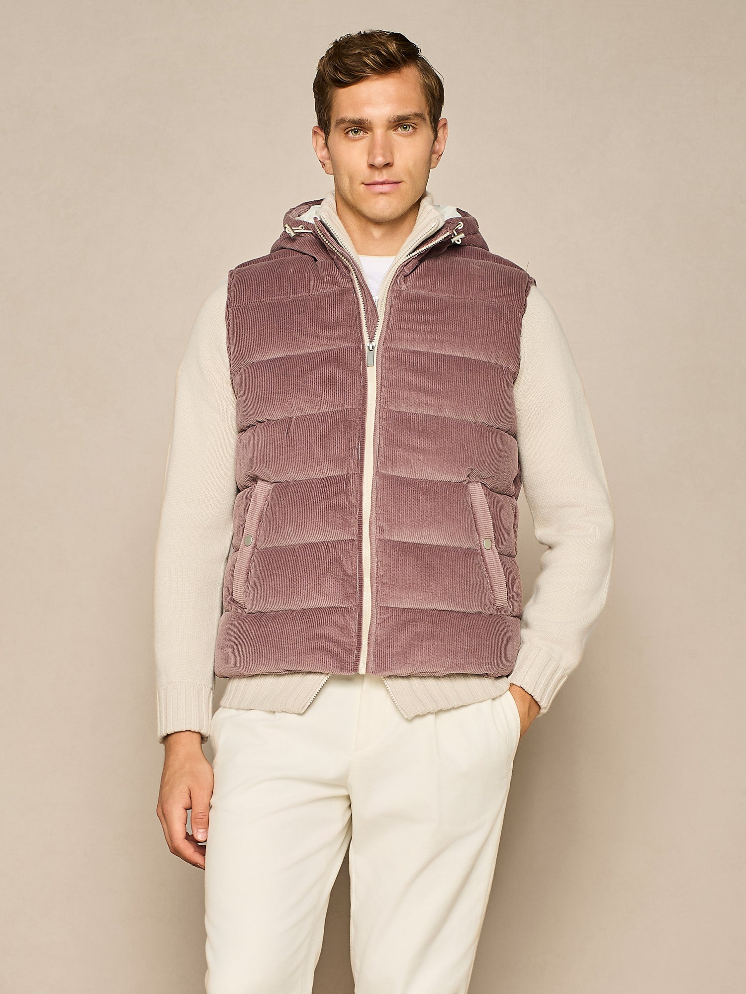 SMANICATO IMBOTTITO IN VELLUTO MAUVE