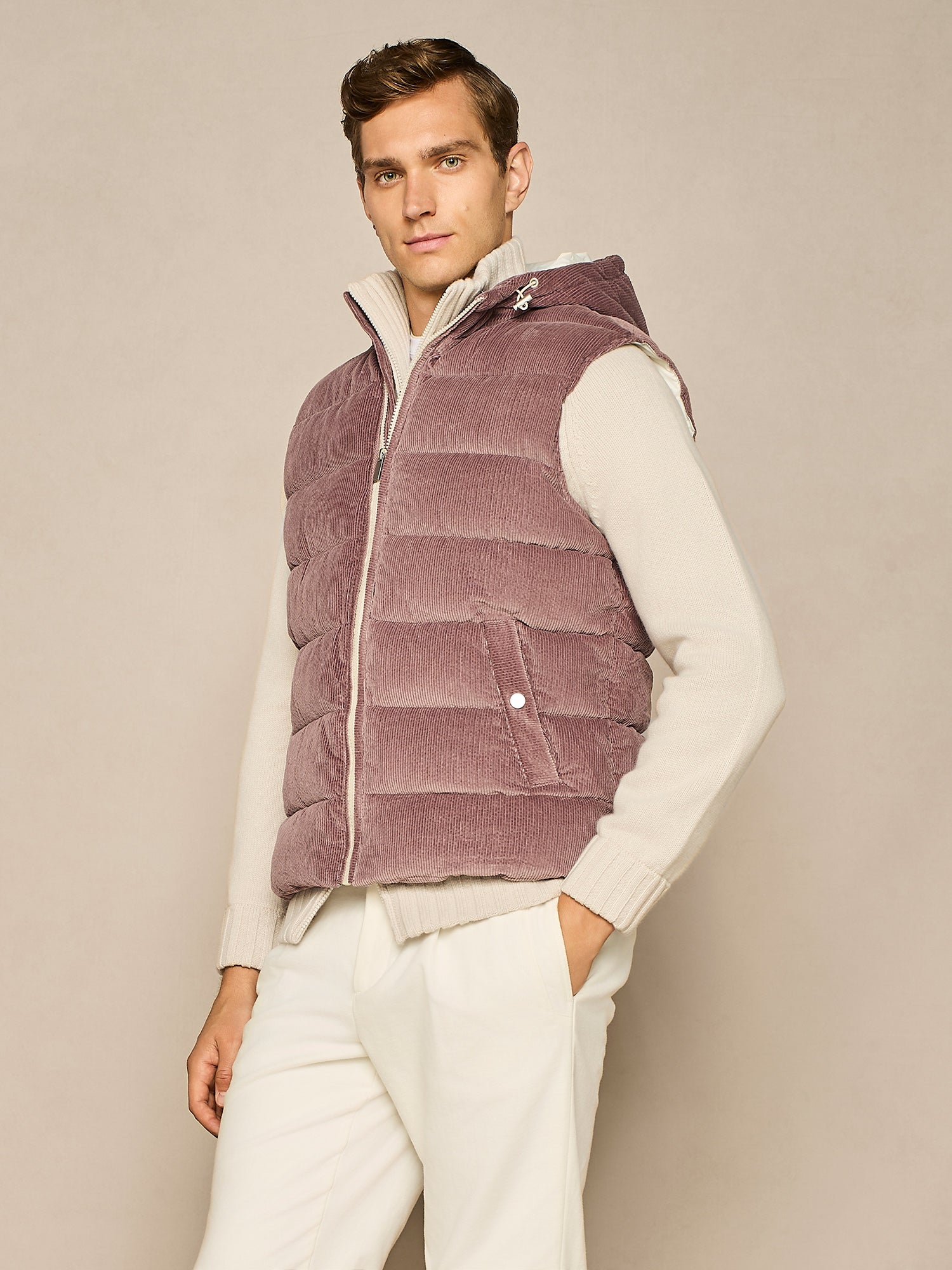 SMANICATO IMBOTTITO IN VELLUTO MAUVE