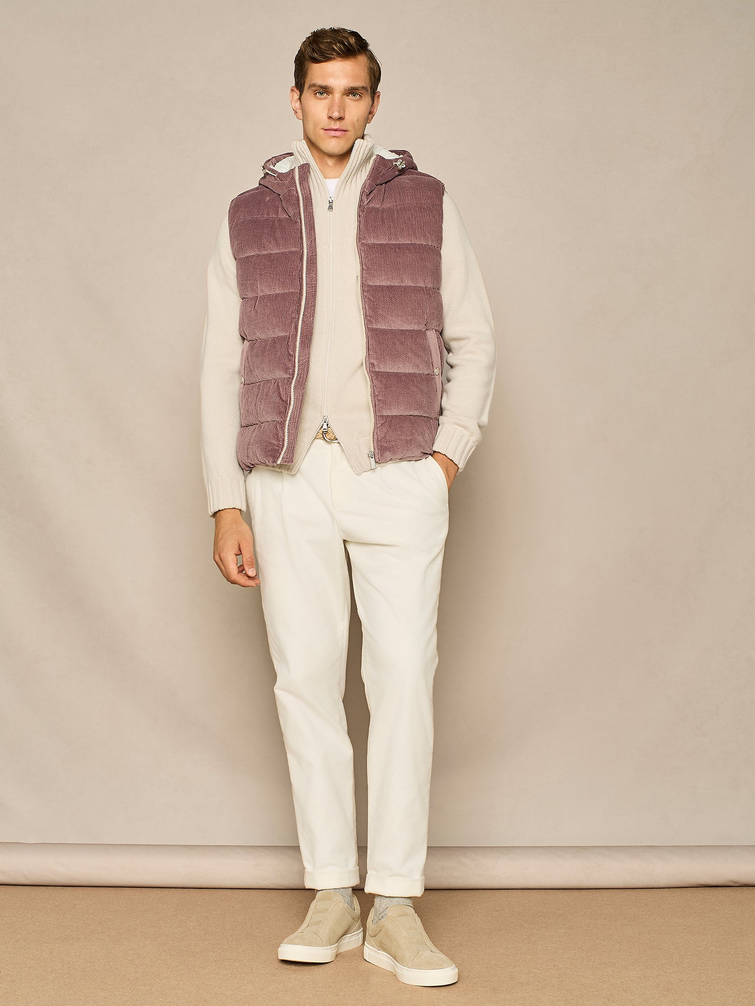 SMANICATO IMBOTTITO IN VELLUTO MAUVE