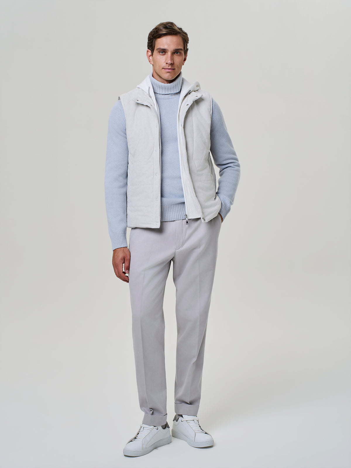 Smanicato da uomo in eco-suede con tasche a filo e bottoni a pressione, Paul Taylor
