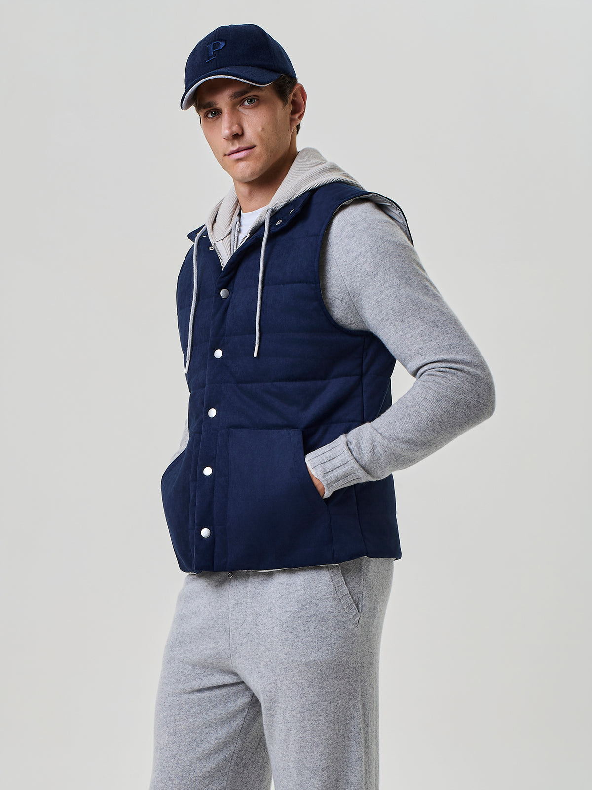 Blue eco-suede vest