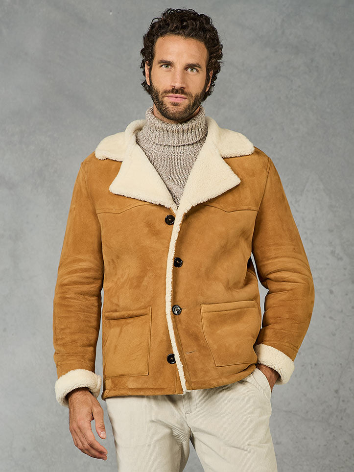 CAMEL REAL SHEARLING JACKET