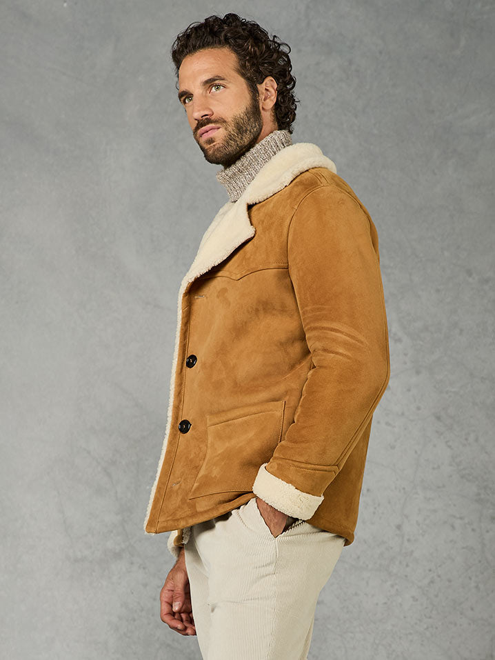 CAMEL REAL SHEARLING JACKET