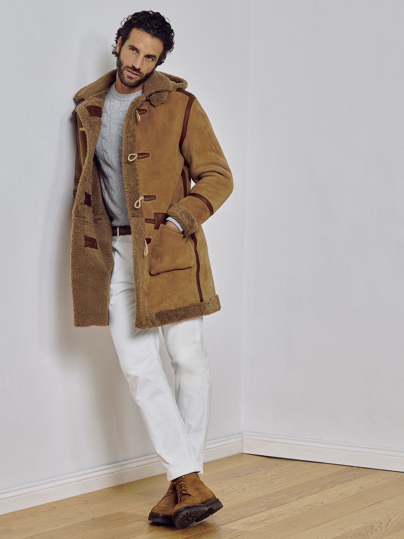 TAUPE REAL SHEARLING PARKA