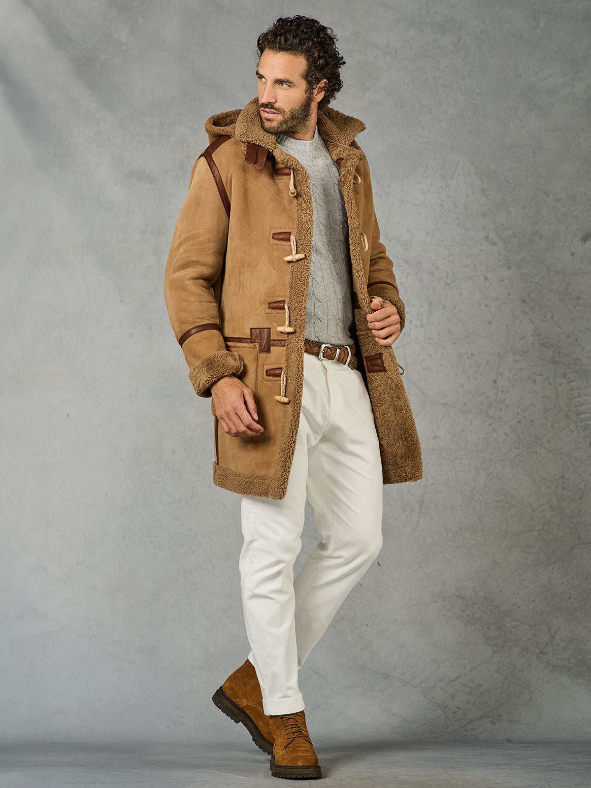 TAUPE REAL SHEARLING PARKA
