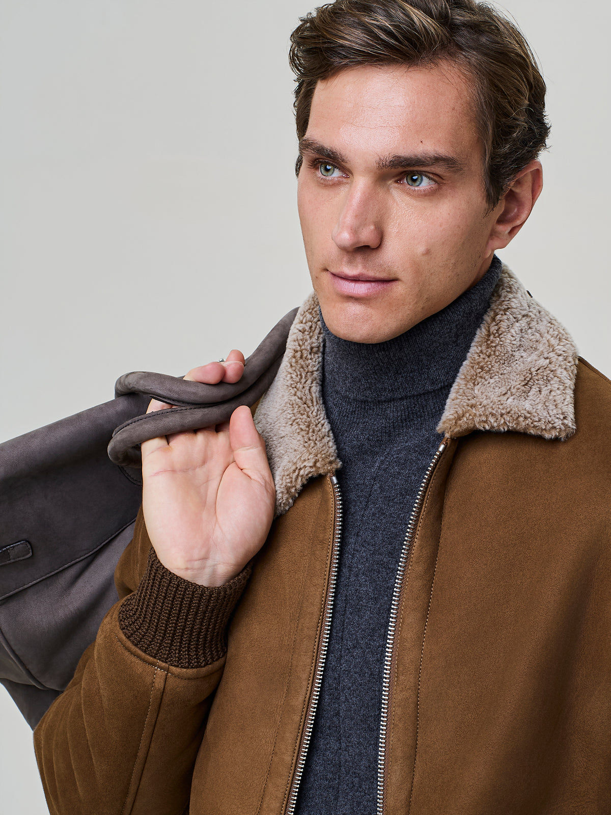 Rust genuine shearling leather jacket