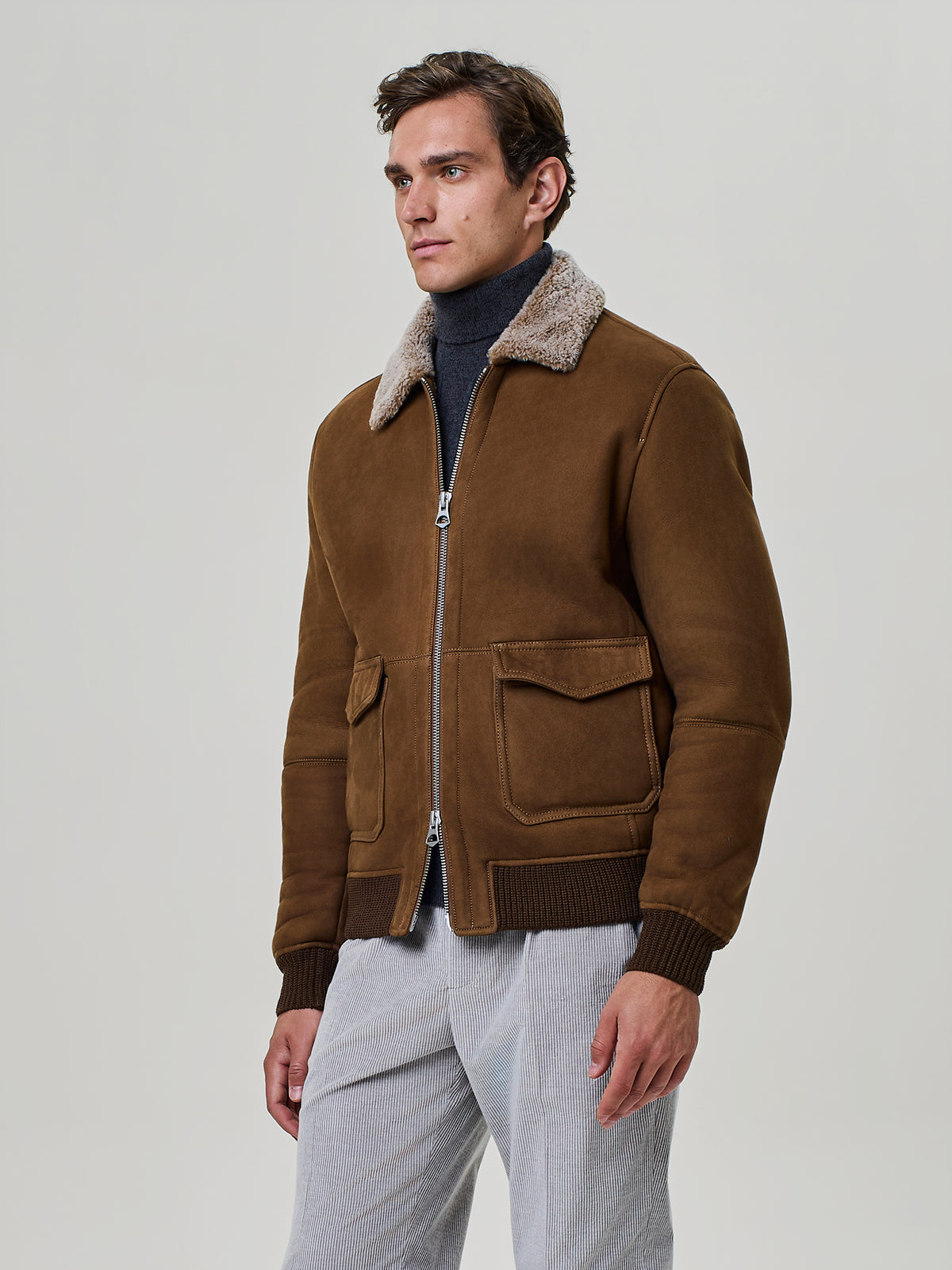 Rust genuine shearling leather jacket