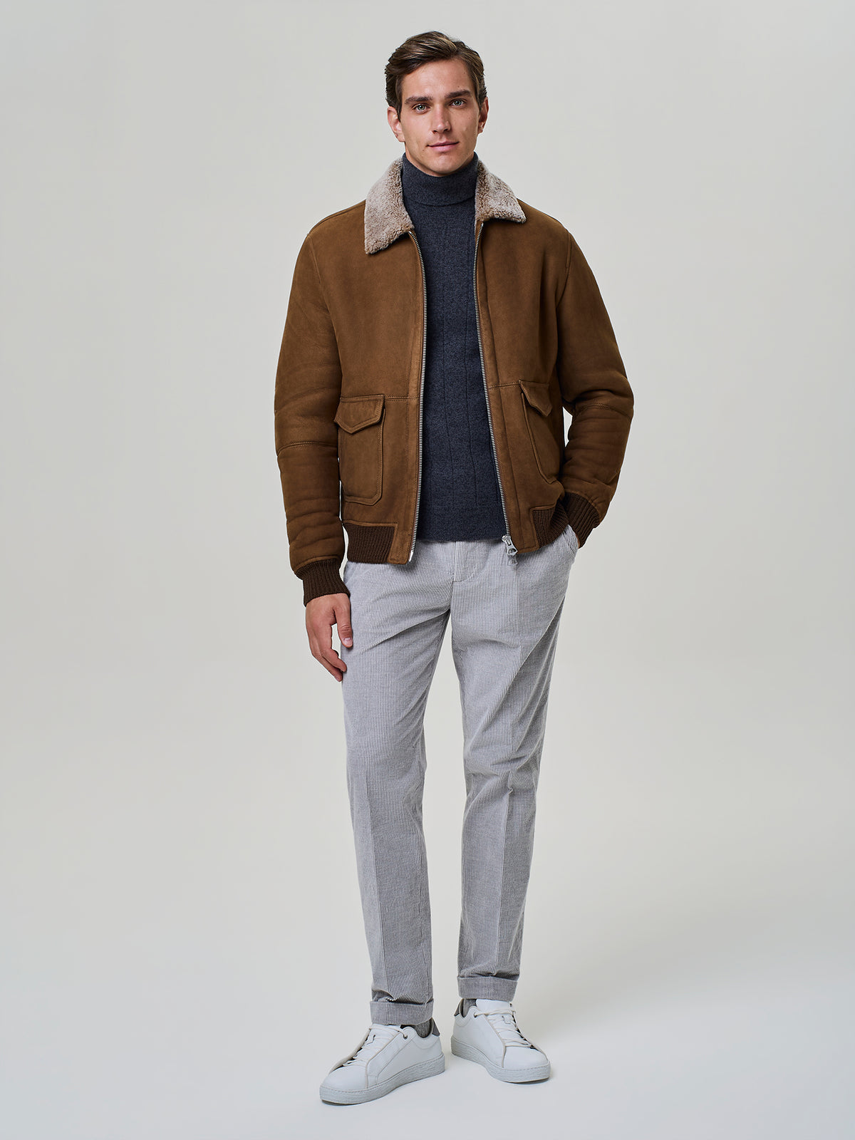 Rust genuine shearling leather jacket