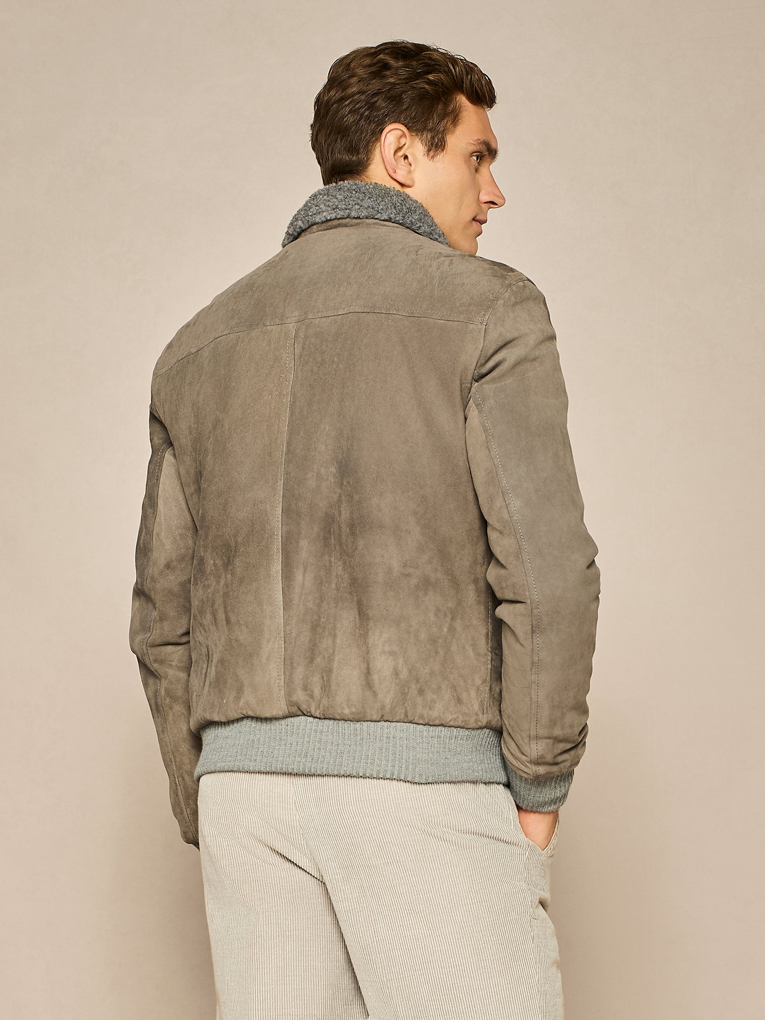 GIUBBINO IN VERO CAMOSCIO GRIGIO