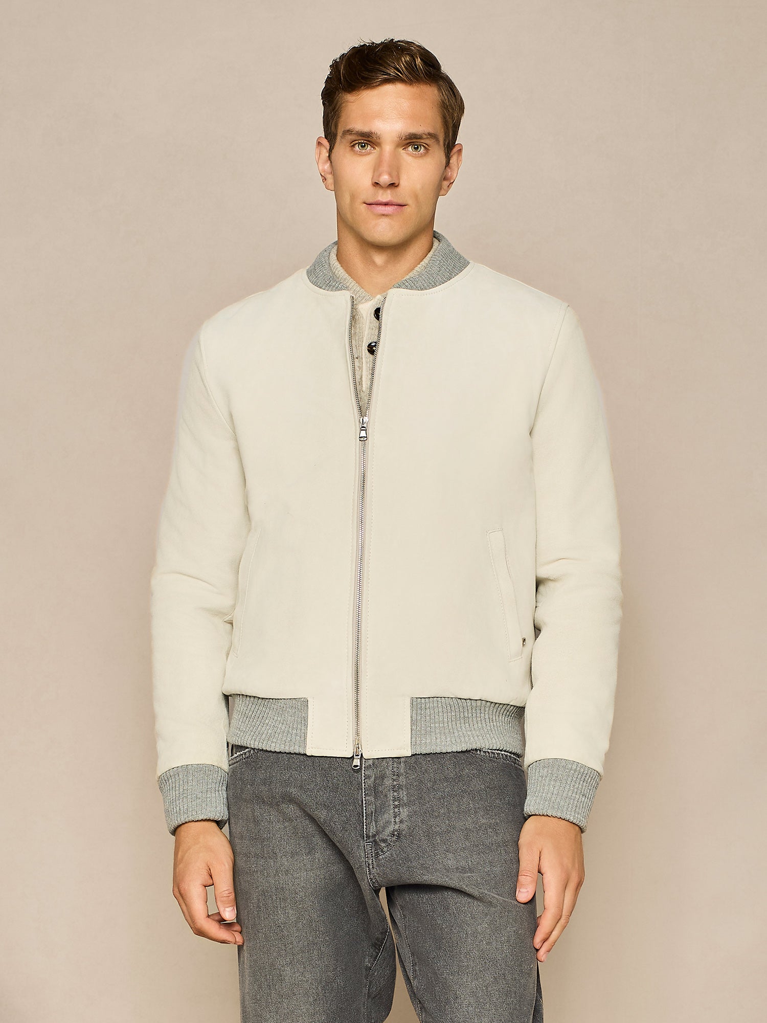 GIUBBINO IN VERO CAMOSCIO BEIGE