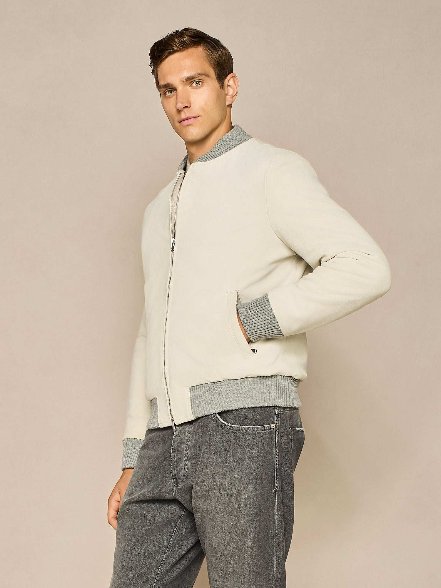 GIUBBINO IN VERO CAMOSCIO BEIGE