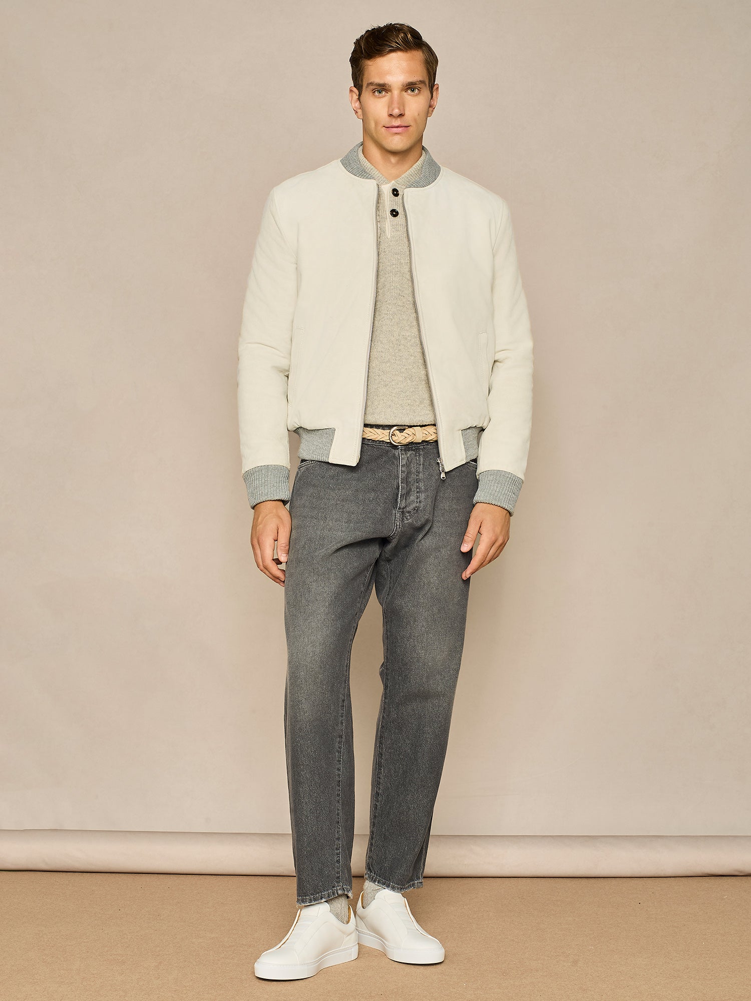 GIUBBINO IN VERO CAMOSCIO BEIGE