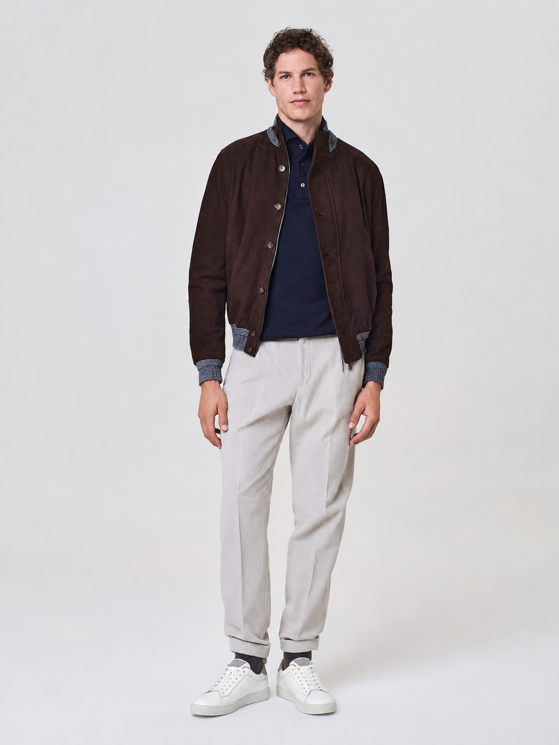 Bomber in vero camoscio moro