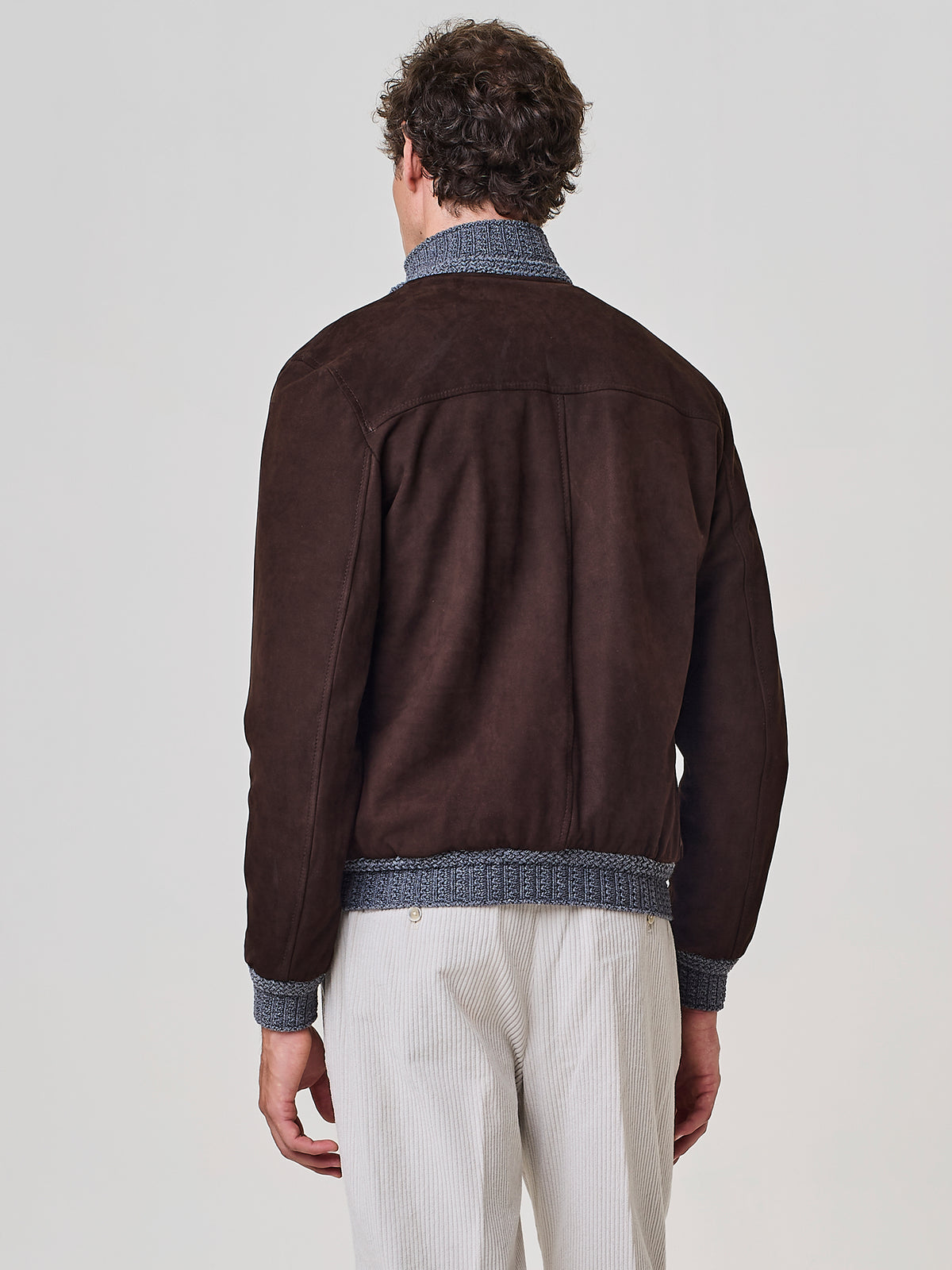 Bomber in vero camoscio moro