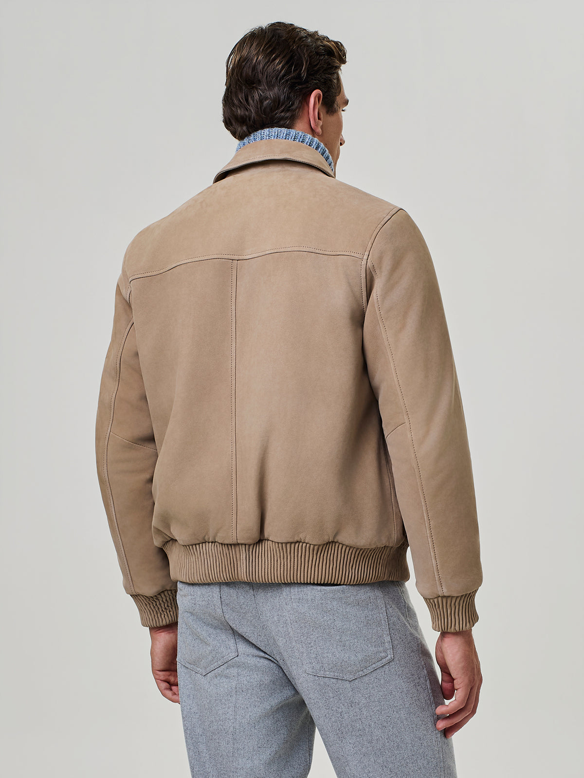 Taupe genuine suede leather jacket