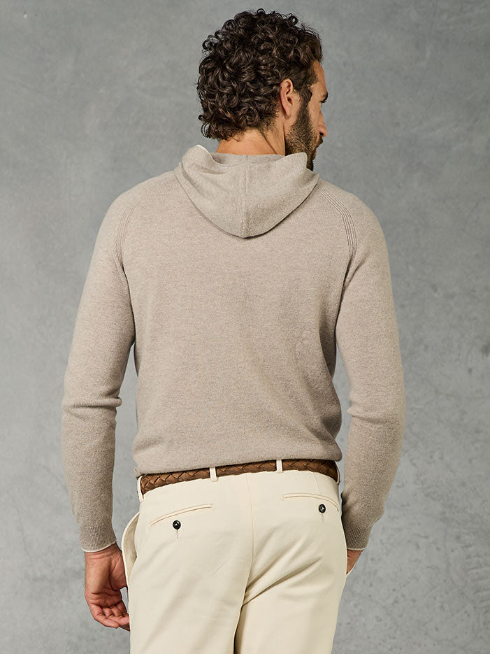 MAGLIA CON CAPPUCCIO MISTO CASHMERE LIGHT TAUPE