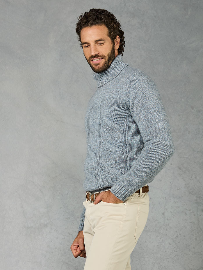 DOLCEVITA PREMIUM IN PURO CASHMERE CON TRECCE LIGHT BLUE