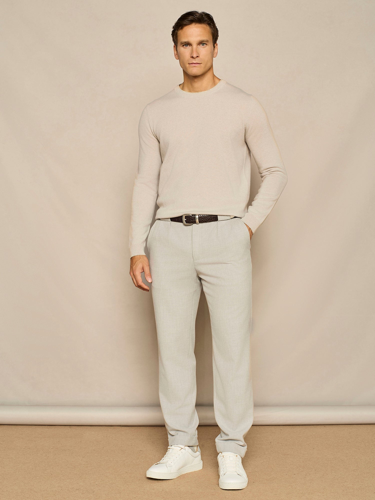 GIROCOLLO IN MISTO CASHMERE BURRO