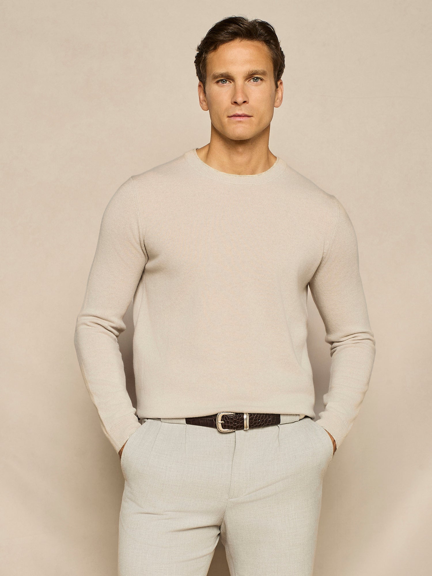GIROCOLLO IN MISTO CASHMERE BURRO