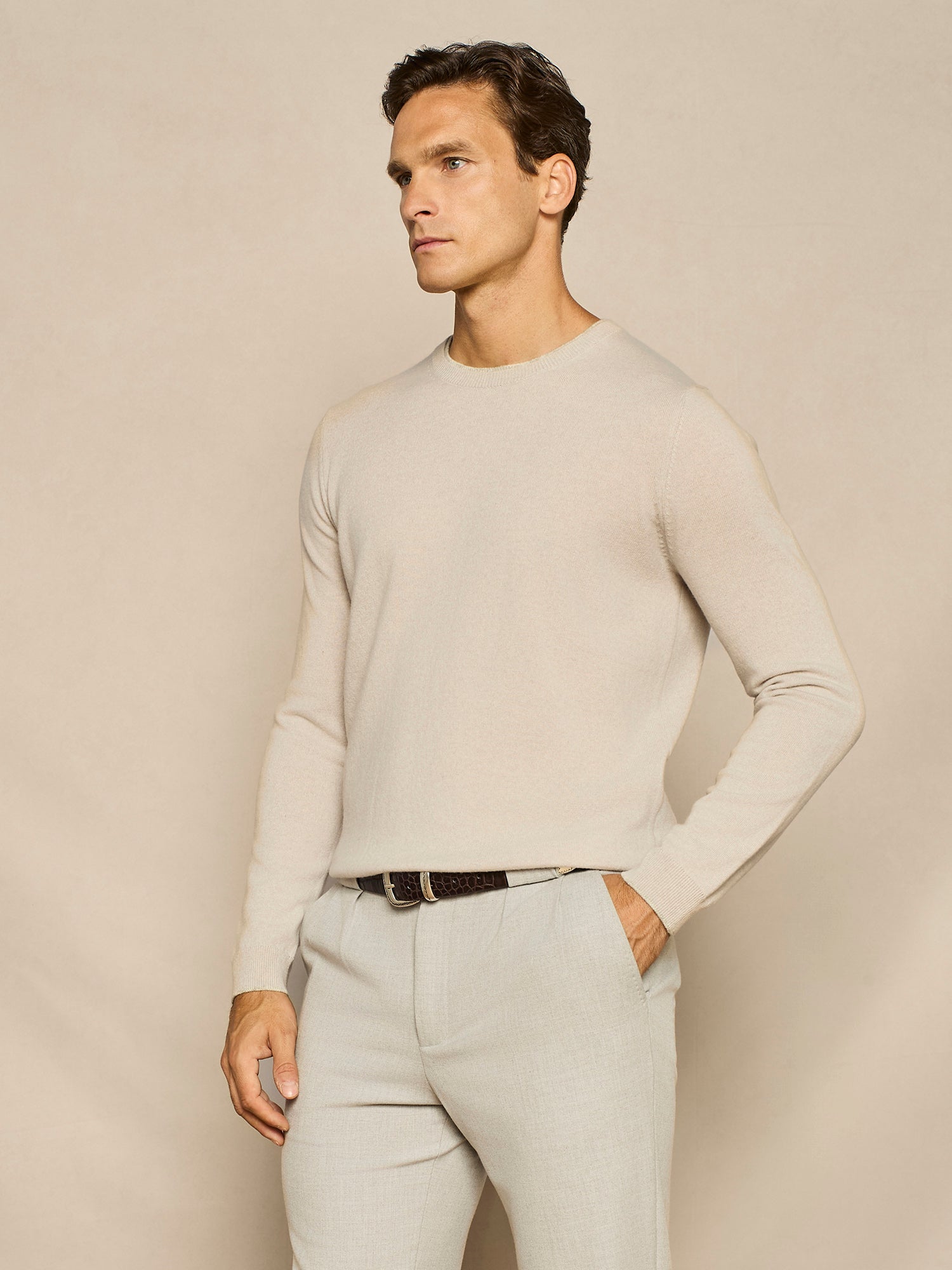 GIROCOLLO IN MISTO CASHMERE BURRO
