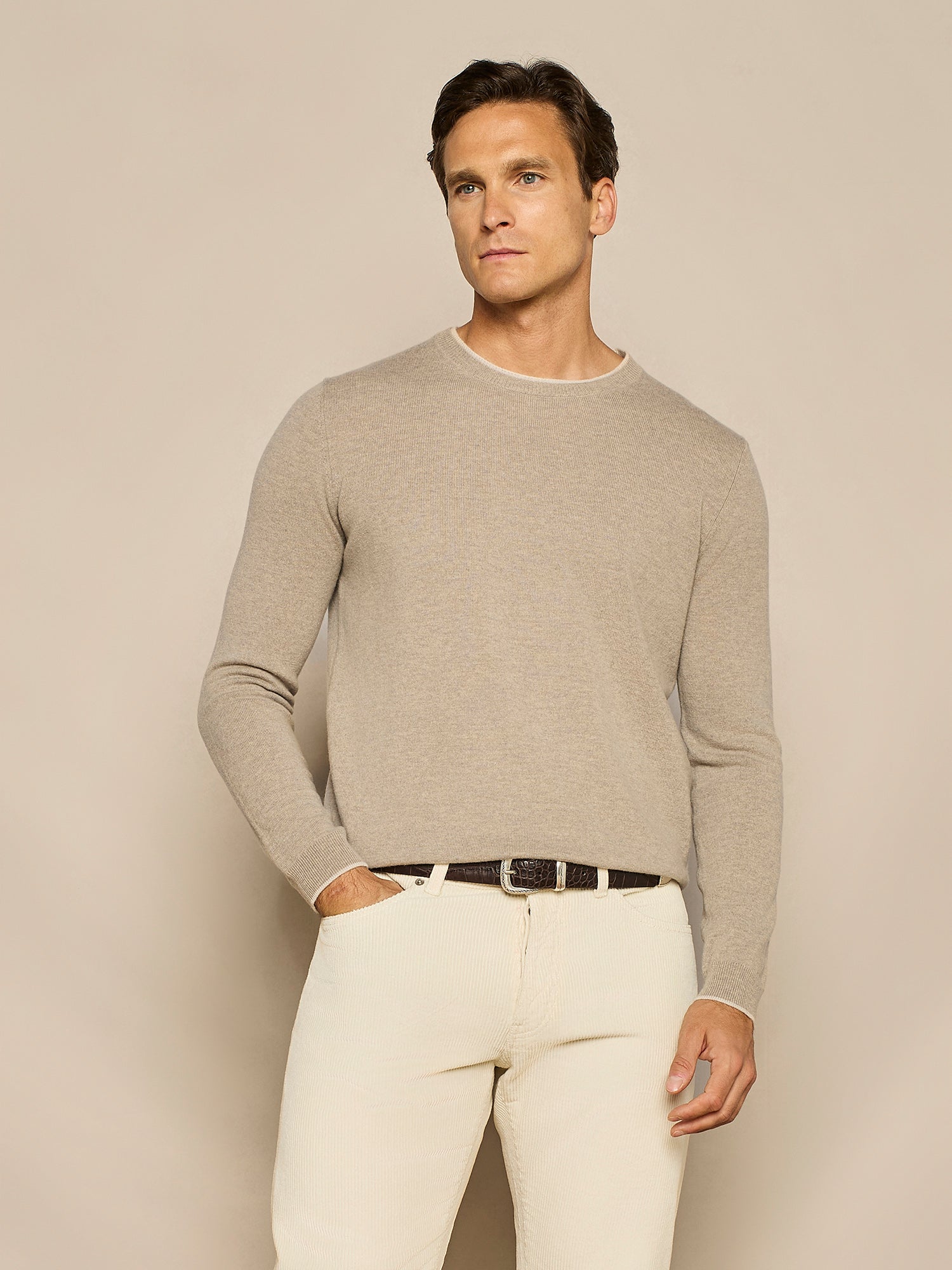 GIROCOLLO IN MISTO CASHMERE TAUPE