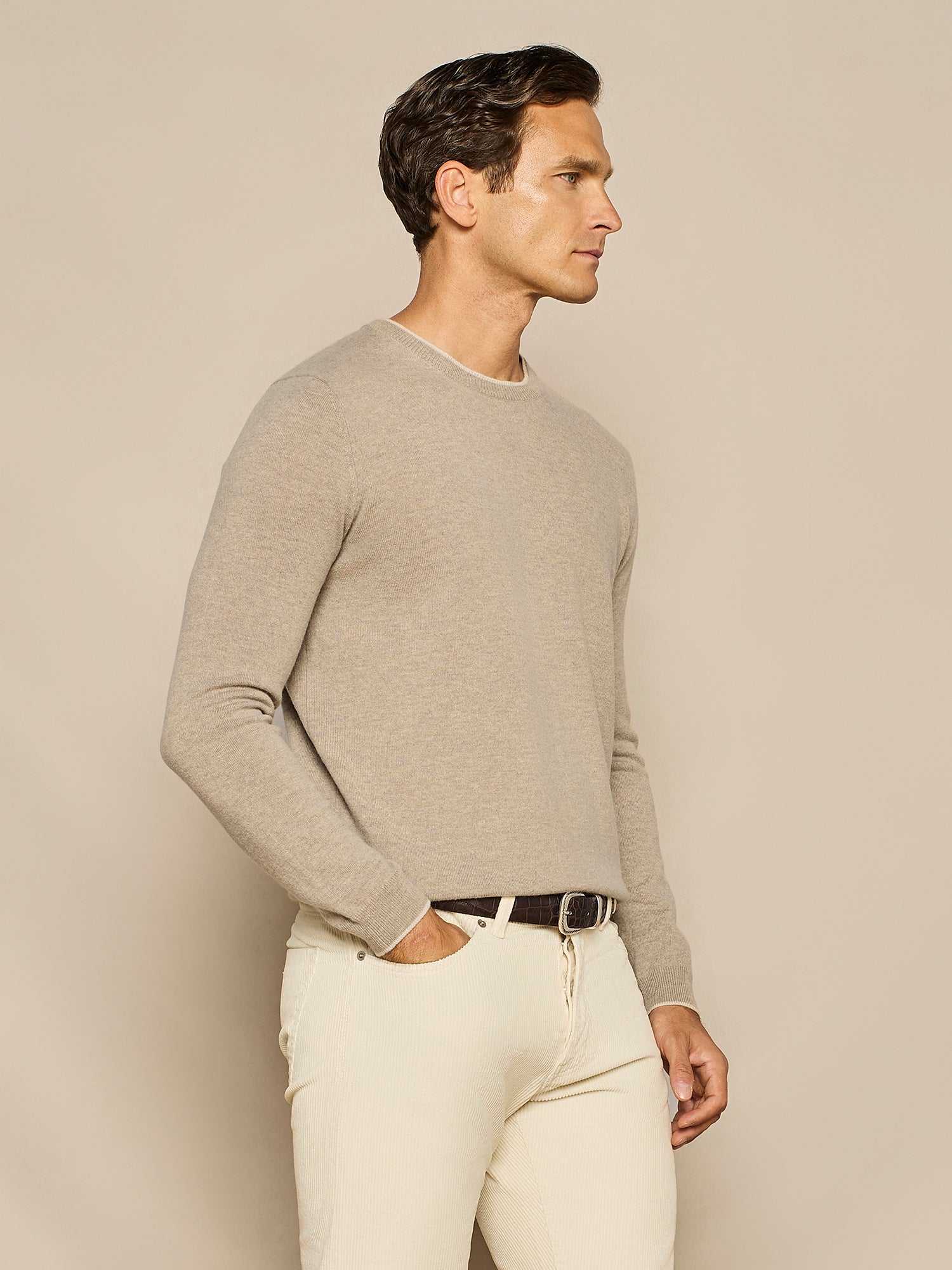 GIROCOLLO IN MISTO CASHMERE TAUPE