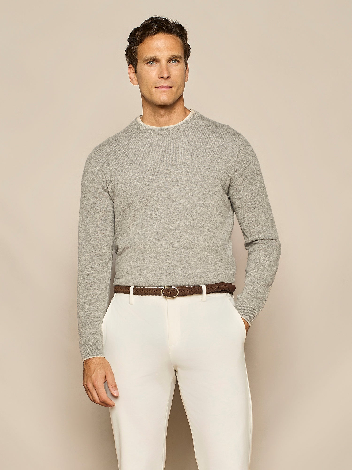 GIROCOLLO IN MISTO CASHMERE GRIGIO MELANGE